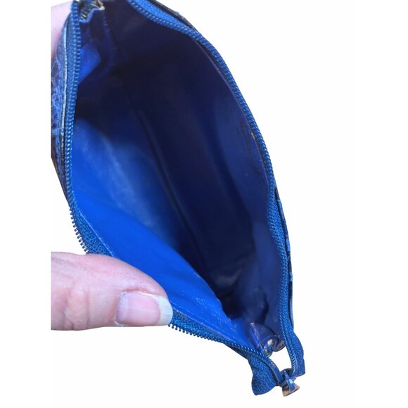 Crocodile Leather Cosmetic Neiman Marcus Pouch Blue Lightweight Travel Bag - Picture 5 of 8